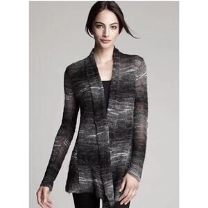 Eileen Fisher Black Ash Mohair Wool Ombre Long Shaped  Cardigan  size m